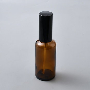 Glass Spray Bottles, Liqiud Bottle, Refillable Bottle, Column, Saddle Brown, 3.7x12.1cm, Capacity: 50ml(1.69fl. oz)