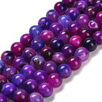 Natural Agate Beads Strands, Round, Dyed & Heated, Purple, 10~10.5mm, Hole: 1.4mm, about 38pcs/strand, 15.08~15.20''(38.3~38.6cm)
