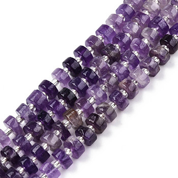 Natural Amethyst Beads Strands, with Seed Beads, Heishi Beads, Flat Round/Disc, 6~6.5x3~3.5mm, Hole: 1mm, about 35~42pcs/strand, 7.09 inch~7.68 inch(18~19.5cm)