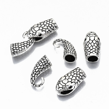 Tibetan Style Alloy Hook and Snake Head Clasps, Cadmium Free & Lead Free, Antique Silver, Clasps: 23x12x8.5mm, Hole: 8x3mm, S-Hook: 19x19x9mm, Hole: 7mm, about 100sets/1000g