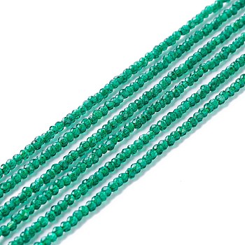 Transparent Glass Beads Strands, Faceted, Round, Green, 2mm, Hole: 0.6mm, about 182~201pcs/strand, 14.57~15.24 inch((37~38.7cm)