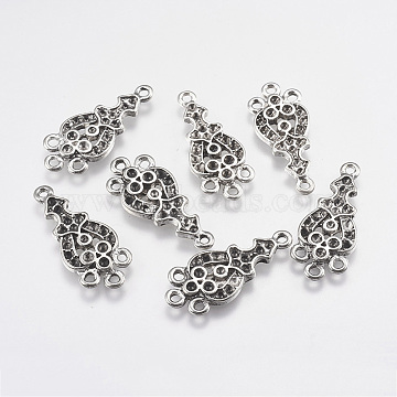 Alloy Chandelier Components, Lead Free and Cadmium Free, teardrop, Antique Silver, about 27mm long, 11mm wide, 2mm thick, hole: 1mm(EAA419Y)