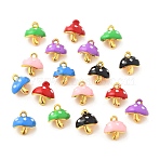 Alloy Enamel Charms, Mushroom Charms, Golden, Mixed Color, 14.5x14x11mm, Hole: 1.8mm(FIND-U033-04G)