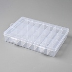 24 Grids Plastic Adjustable Dividers Storage Boxes with Hinged Lid, Rectangle, WhiteSmoke, 13.5x19x3.6cm(CON-WH0086-215)