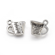 Tibetan Style Alloy Drink Charms, Lead Free & Cadmium Free, Cup, Antique Silver, 13.5x14.5x4mm, Hole: 2mm(X-TIBEP-A36466-AS-RS)