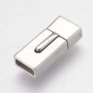 304 Stainless Steel Bayonet Clasps, Smooth Surface,  Rectangle, Stainless Steel Color, 23x10x6mm, Hole: 3x8mm(STAS-E144-120P)