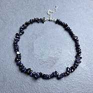 Synthetic Blue Goldstone Chip Beaded Necklaces for Women(IW6789-17)