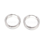 202 Stainless Steel Huggie Hoop Earrings, Hypoallergenic Earrings, with 316 Surgical Stainless Steel Pin, Stainless Steel Color, 12 Gauge, 20x21x2mm, Pin: 1mm, Inner Diameter: 16mm(EJEW-F111A-20mm-P)