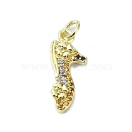 Brass Micro Pave Colorful Cubic Zirconia Pendants, Shoes, Real 18K Gold Plated, 19x8x2.5mm, Hole: 3mm(KK-H475-11G)