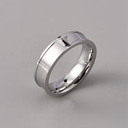 201 Stainless Steel Grooved Finger Ring Settings, Ring Core Blank, for Inlay Ring Jewelry Making, Stainless Steel Color, Inner Diameter: 19mm(STAS-WH0027-27D-P)