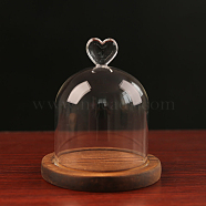 High Borosilicate Glass Dome Cover, Heart Decorative Display Case, Cloche Bell Jar Terrarium with Wood Base, Sienna, 100x130mm(DJEW-PW0001-24B-04)