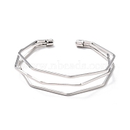 Triple Line Cuff Bangles, Wire Wrap Iron Open Bangle for Women, Silver, Inner Diameter: 2-3/8 inch(5.9cm)(BJEW-C010-01S)