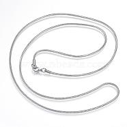 304 Stainless Steel Snake Chain Necklaces, with Lobster Claw Clasps, Stainless Steel Color, 29.9 inch(76cm), 2mm(NJEW-D285-03P)