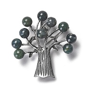 Resin Imitation Agate Tree Brooches, Antique Silver Plated Zinc Alloy Pins, Dark Slate Gray, 54x52x14.5mm(JEWB-M033-01AS-03)