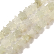 Natural New Jade Beads Strands, Star, 6x5.5x2mm, Hole: 0.8mm, about 75pcs/strand, 14.57 inch(37cm)(G-G085-B38-02)