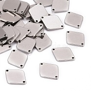 Smooth Surface Stainless Steel Rhombus Stamping Blank Tag Links connectors, Stainless Steel Color, 14x11x1mm, Hole: 1mm(STAS-R064-72)