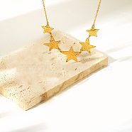 Stylish Stainless Steel Star Moon Bib Necklaces for Women, Real 18K Gold Plated, 15.75 inch(40cm)(WQ3777-1)