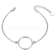 SHEGRACE Simple Design Rhodium Plated 925 Sterling Silver Bracelet, with Circle, Platinum, 6-1/4 inch(16cm)(JB227A)