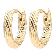 Brass Hoop Earrings, Twist Ring, Light Gold, 11.5x13x2.5mm(EJEW-I289-04KCG)