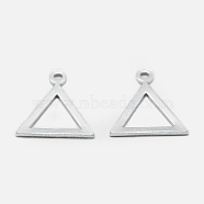 925 Sterling Silver Charms, Triangle, Silver, 11x10x0.5mm, Hole: 1mm(STER-I014-16S)