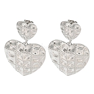 304 Stainless Steel Ear Studs, Heart, Stainless Steel Color, 42x27mm(EJEW-P270-06B-P)