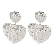 Non-Tarnish 304 Stainless Steel Ear Studs, Heart, Stainless Steel Color, 42x27mm(EJEW-P270-06B-P)