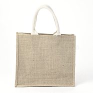 Jute Portable Shopping Bag, Reusable Grocery Bag Shopping Tote Bag, Tan, 27x31cm(ABAG-O004-02D)