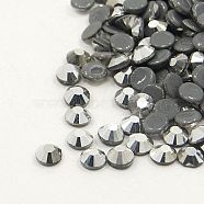Glass Hotfix Rhinestone, Grade AA, Flat Back & Faceted, Flat Round, Jet Hematite, SS12, 3.0~3.2mm, about 1440pcs/bag(RGLA-A019-SS12-566)