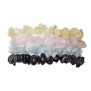 12 Constellation Natural Mixed Gemstone Chip Beaded Stretch Bracelets Sets for Women Men, Aquarius, Inner Diameter: 2-1/4 inch(5.6cm), 4pcs/set(BJEW-JB10264-01)