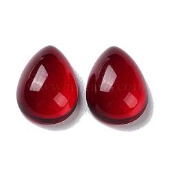 Glass Cabochons, Teardrop, Red, 14x10x5mm(GLAA-B015-02A)