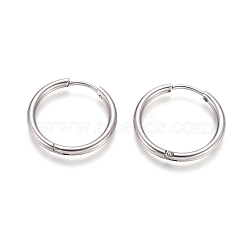 Tarnish Resistant 202 Stainless Steel Huggie Hoop Earrings, Hypoallergenic Earrings, with 316 Surgical Stainless Steel Pin, Stainless Steel Color, 12 Gauge, 20x21x2mm, Pin: 1mm, Inner Diameter: 16mm(EJEW-F111A-20mm-P)