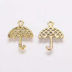 Tibetan Style Umbrella Pendants, Lead Free and Cadmium Free, Antique Golden, 20.5x15x1mm, Hole: 2mm(TIBEP-LF1300YKG-AG-LF)