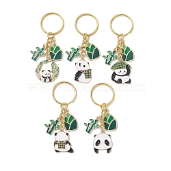 Panda Alloy Enamel Pendants Keychain, with Iron Keychain Ring, Mixed Color, 7.5~7.8cm(KEYC-JKC00576)