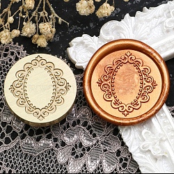 Flower Frame Brass Stamp Heads, for Wax Seal Stamp, Wedding Invitations Making, Golden, Oval, 25x14mm, Inner Diameter: 7.5mm(AJEW-M037-09G-01)