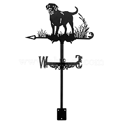 Iron Display Decorations, for Outdoor Garden Decoration, Dog, Electrophoresis Black, 2.35~40.3x1~5.4x0.1~2.2cm, Hole: 7mm, 7pcs/set(DJEW-WH0010-81)