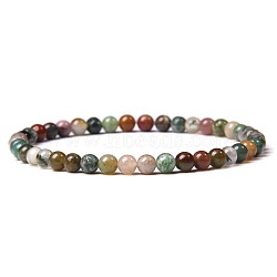 Natural Indian Agate Beads Stretch Bracelets, Round, 4mm(RM4767-4)