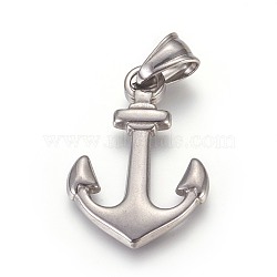 Non-Tarnish 304 Stainless Steel Pendants, with 201 Stainless Clasp, Anchor, Stainless Steel Color, 30.5x21.5x2.5mm, Hole: 5x7.5mm(STAS-E449-21P)