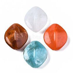 Acrylic Beads, Imitation Gemstone Style, Rhombus, Mixed Color, 35x30x16.5mm, Hole: 1.8mm, about 75pcs/500g(OACR-N131-001B)