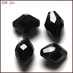 Imitation Austrian Crystal Beads, Grade AAA, Faceted, Bicone, Black, 6x9.5mm, Hole: 0.7~0.9mm(SWAR-F054-9x6mm-23)