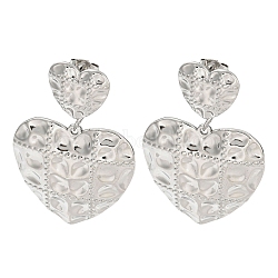 Non-Tarnish 304 Stainless Steel Ear Studs, Heart, Stainless Steel Color, 42x27mm(EJEW-P270-06B-P)