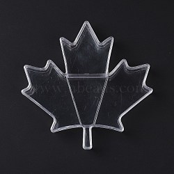 4 Grids Transparent Plastic Box, Maple Leaf Bead Containers for Small Jewelry and Beads, Clear, 17.7x17.8x2.55cm, Inner Diameter: 28~97x8~60.5x1.5mm(CON-B009-02)