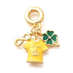 Brass Enamel Sport European Dangle Charms, Large Hole Pendants, Real 18K Gold Plated, Clothes, 28.5mm, Hole: 5mm, clothes: 15.5x13.5x3mm(KK-U048-03G-01)