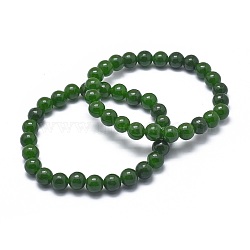 Natural TaiWan Jade Bead Stretch Bracelets, Round, Dyed, 2 inch~2-3/8 inch(5~6cm), Bead: 5.8~6.8mm(X-BJEW-K212-A-019)
