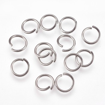 304 Stainless Steel Open Jump Rings, Stainless Steel Color, 10x1mm, 18 Gauge, Inner Diameter: 7.5mm, 2000pcs/bag