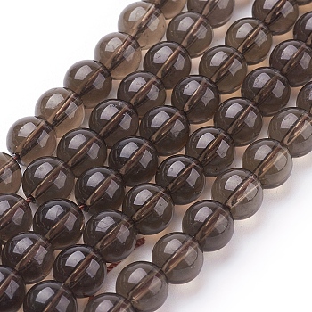 Natural Smoky Quartz Beads Strands, Round, 4mm, Hole: 1mm, about 47pcs/strand, 7.5 inch