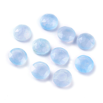 Natural Jade Cabochons, Faceted, Flat Round, 10x4.5mm