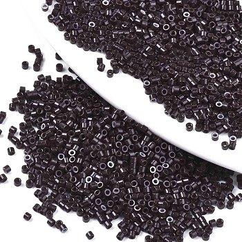 11/0 Grade A Glass Seed Beads, Cylinder, Uniform Seed Bead Size, Baking Paint, Coffee, 1.5x1mm, Hole: 0.5mm, about 20000pcs/bag