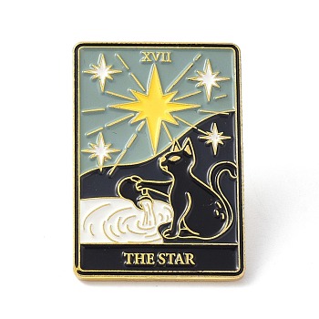 Fashion Tarot Card Enamel Pin, Alloy Brooch, Golden, The Star XVII, 30.5x21x10mm, Pin: 1mm