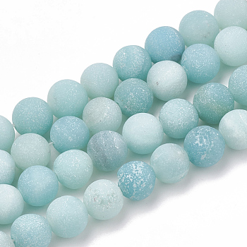 Natural Amazonite Beads Strands, Frosted, Grade A, Round, 8mm, Hole: 1mm, about 47pcs/strand, 15.5 inch