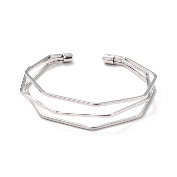 Triple Line Cuff Bangles, Wire Wrap Iron Open Bangle for Women, Silver, Inner Diameter: 2-3/8 inch(5.9cm)
